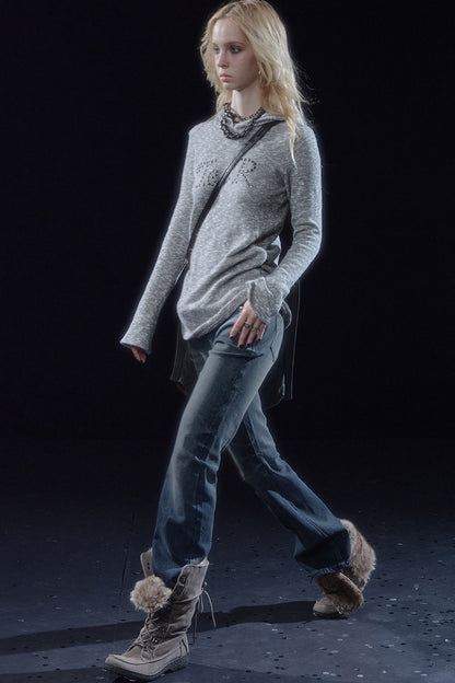 Metal Floral Hooded Sweater
