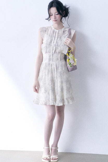 Floral Chiffon Pleated Dress