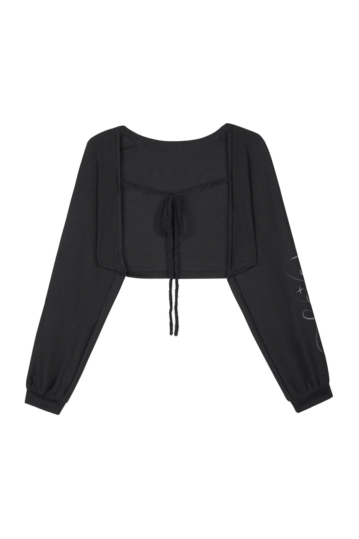 Dark Print Knitted Lantern Sleeve Cover-Up