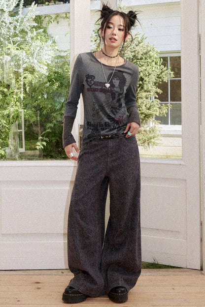 High-Waisted Leopard Print Jeans