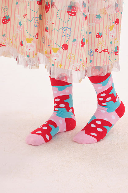 And Strawberry Knitted Mid-Calf Socks