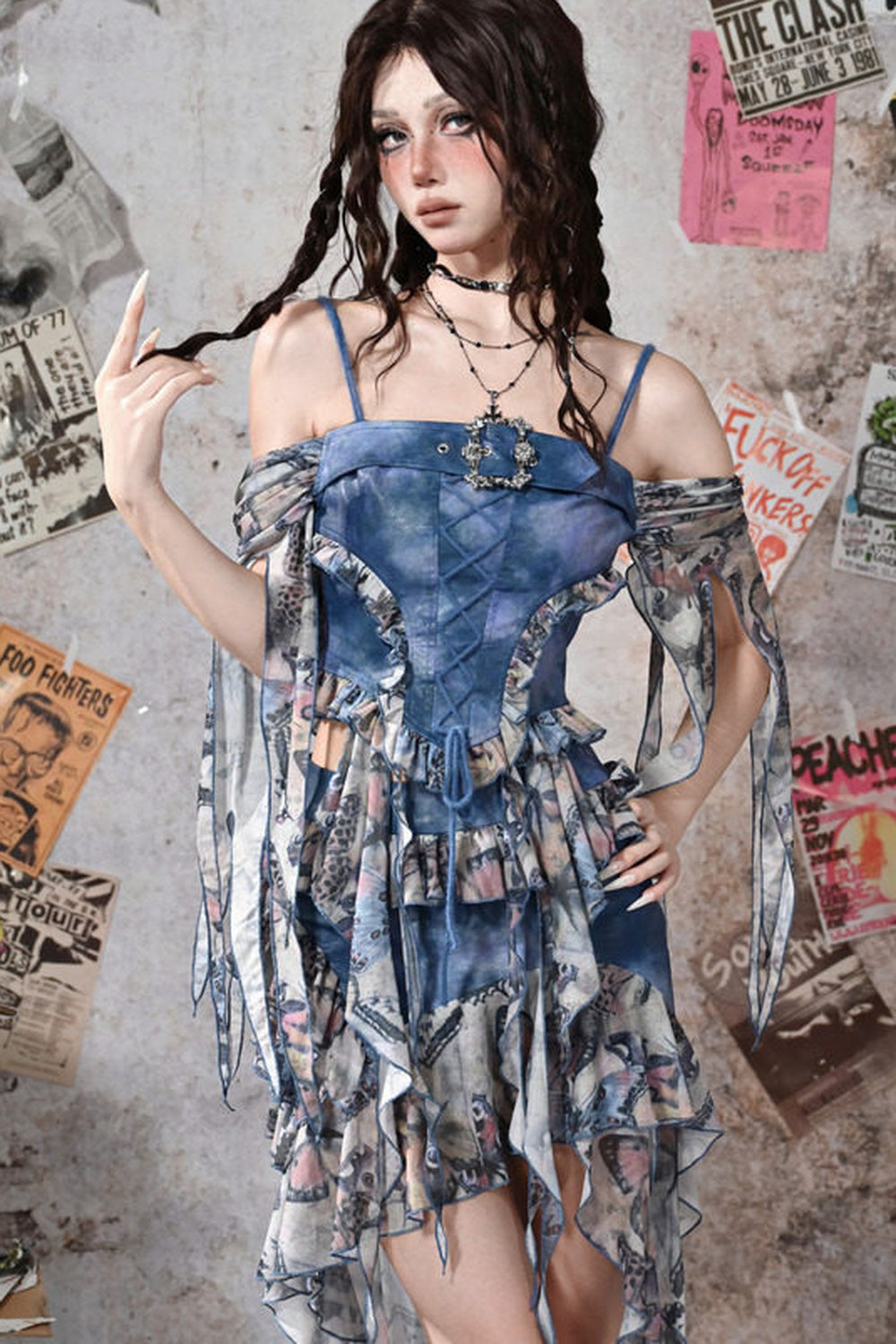 Butterfly Print Off-Shoulder Camisole
