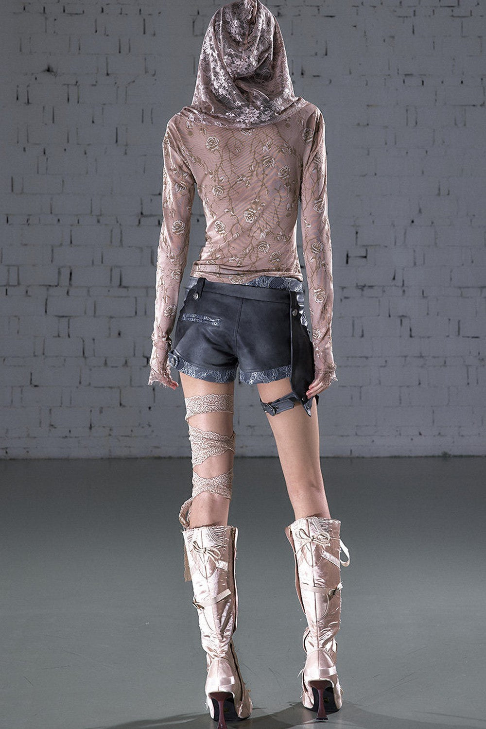 Asymmetrical Detachable Leather Shorts