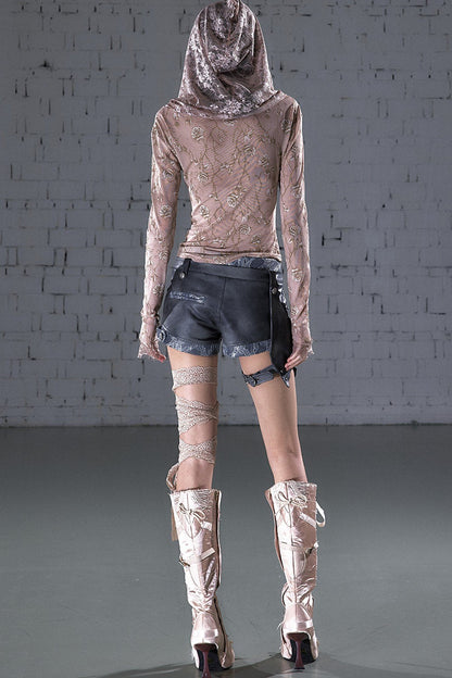 Asymmetrical Detachable Leather Shorts