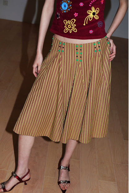 Retro Striped A-Line Skirt