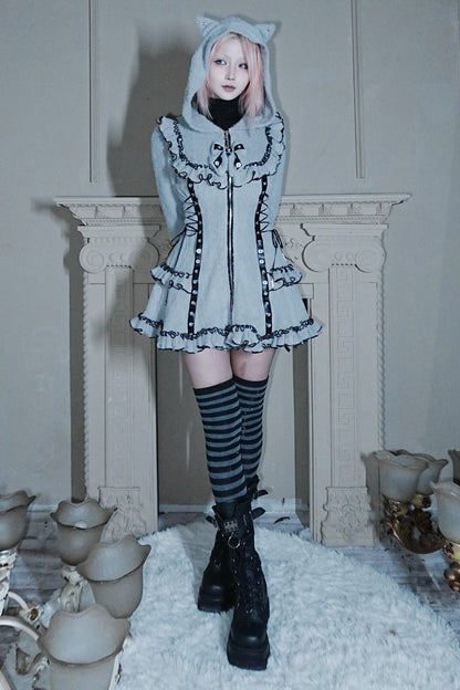 Cat Ear Hooded Plush Dress