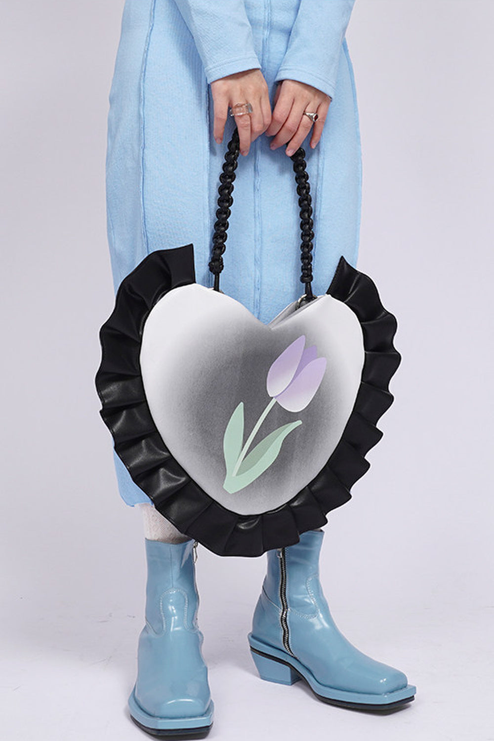 Tulip Heart Woven Crossbody Bag