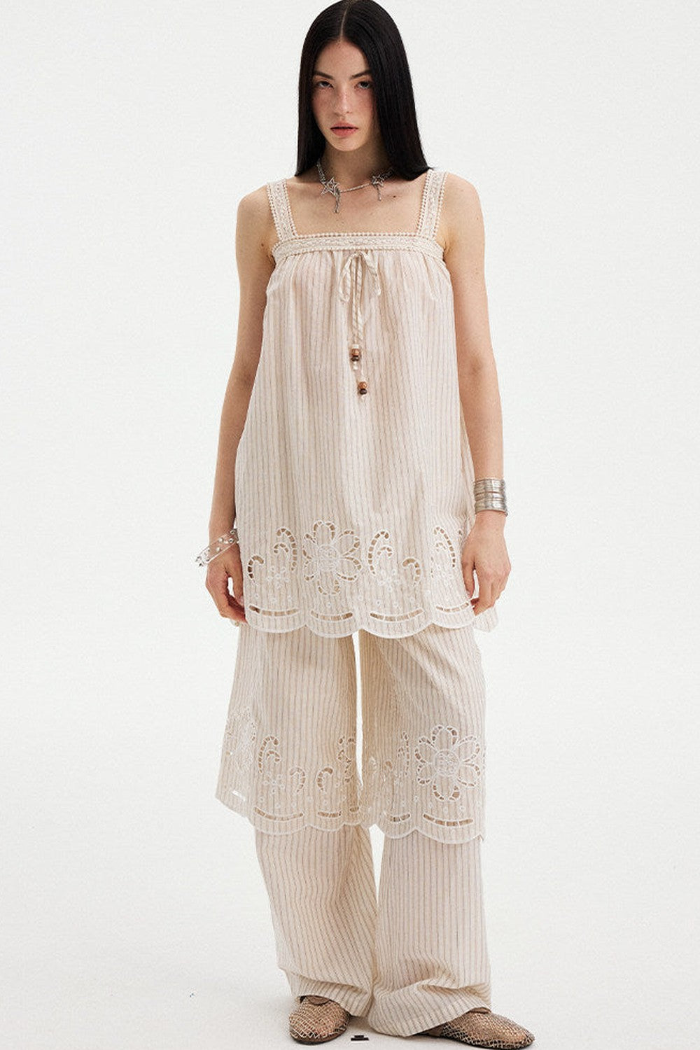 Embroidered Cutout Camisole Set-Up
