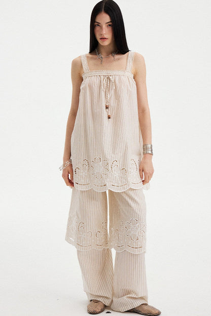 Embroidered Cutout Camisole Set-Up