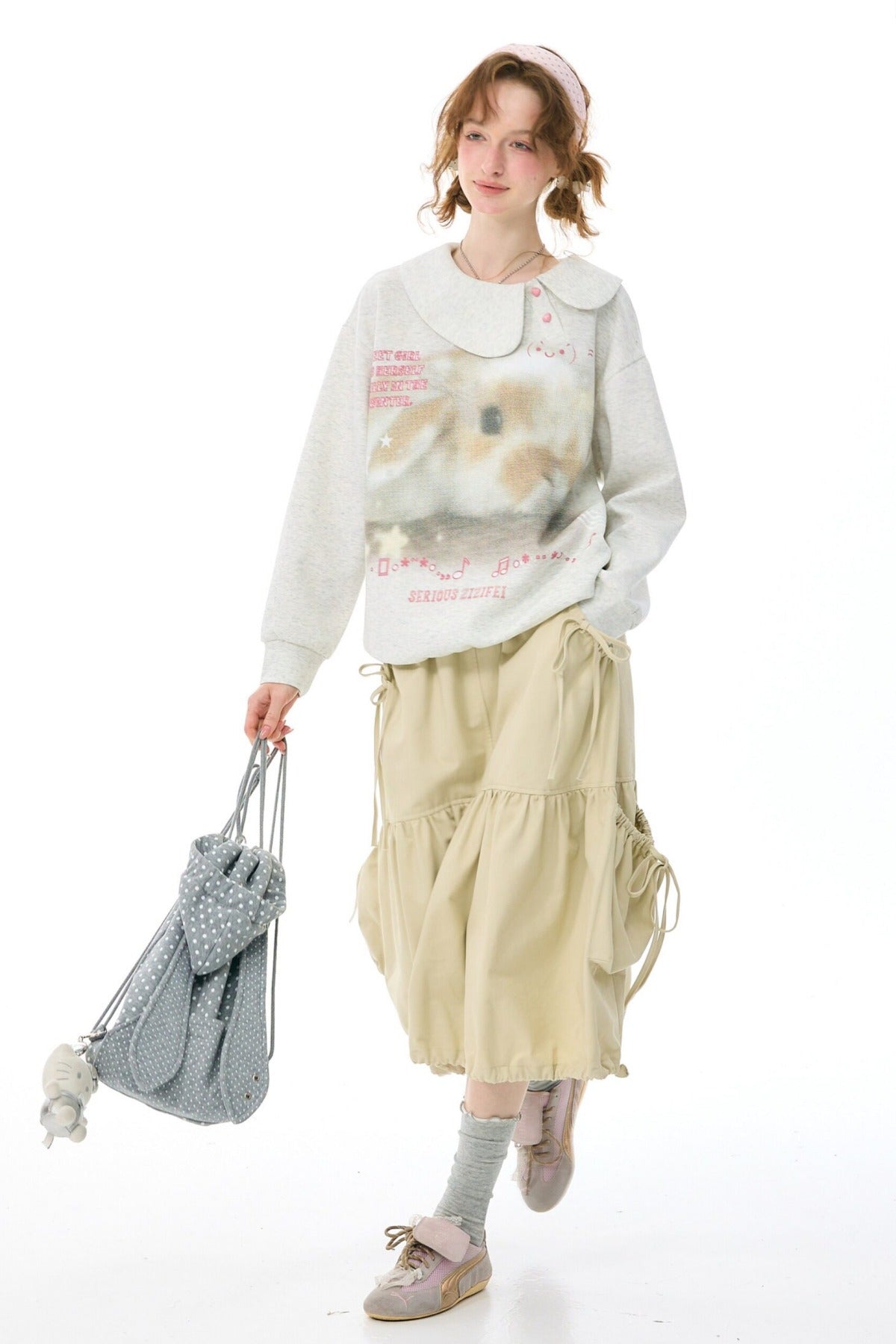 Polka Dot Rabbit Print Sweatshirt