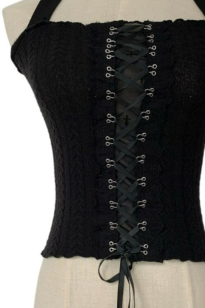 Set di coprispalle in maglia, top a fascia stile corsetto e giacca