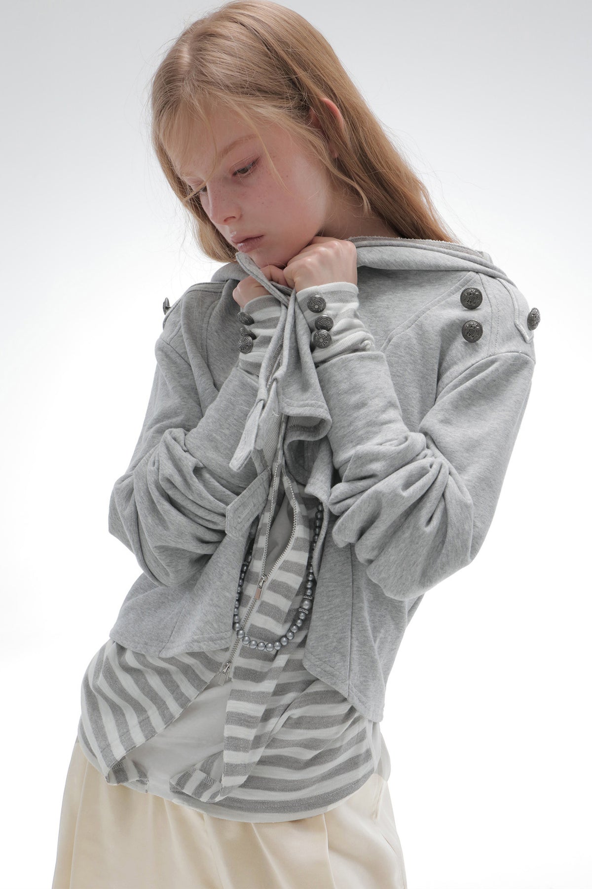 Asymmetrical Hooded Cape Sweatshirt Jacket