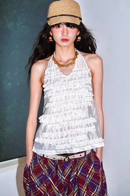 Lyocell Ruffle Halter Top