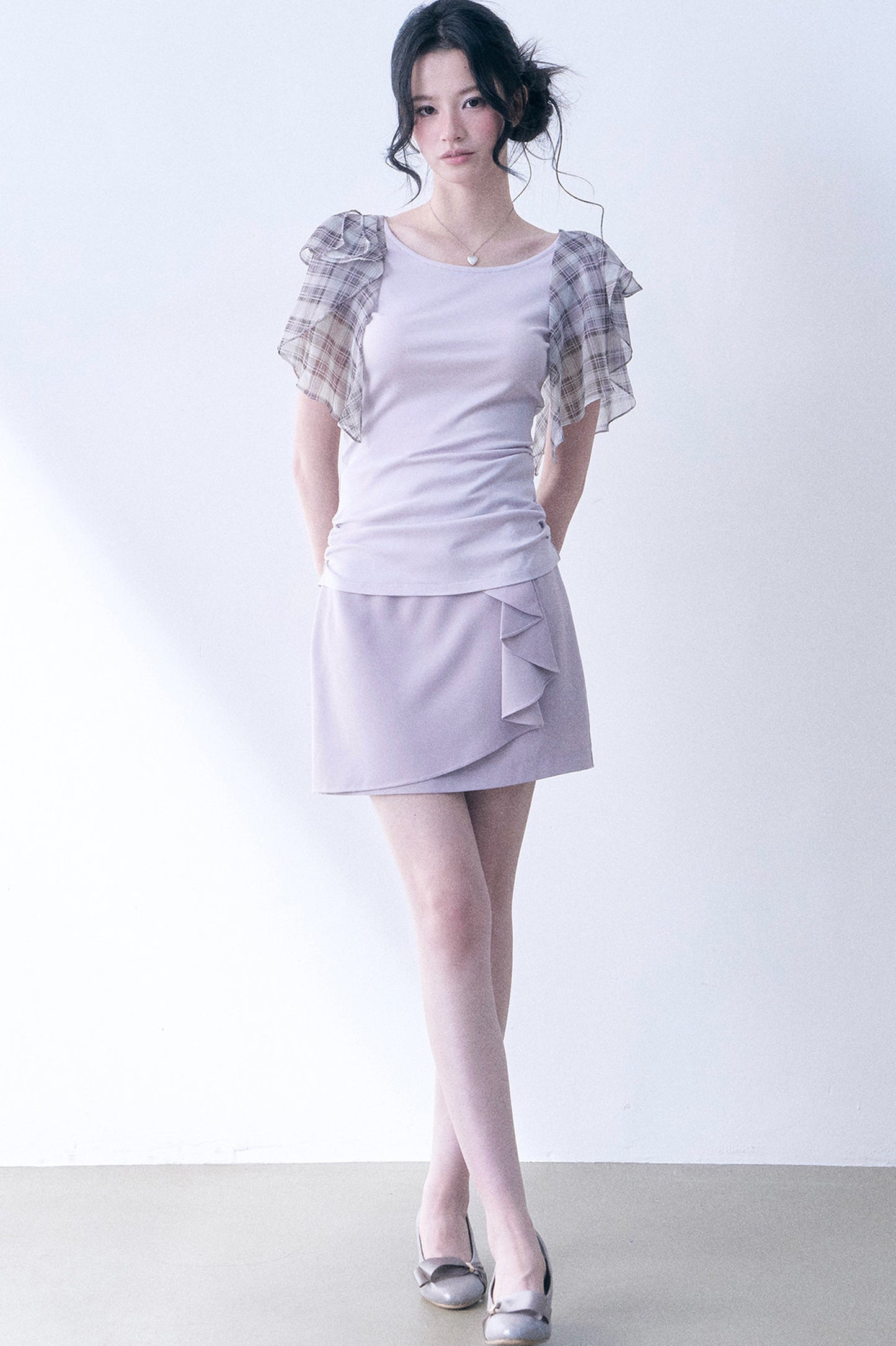 Purple Bow Ruffle Skirt
