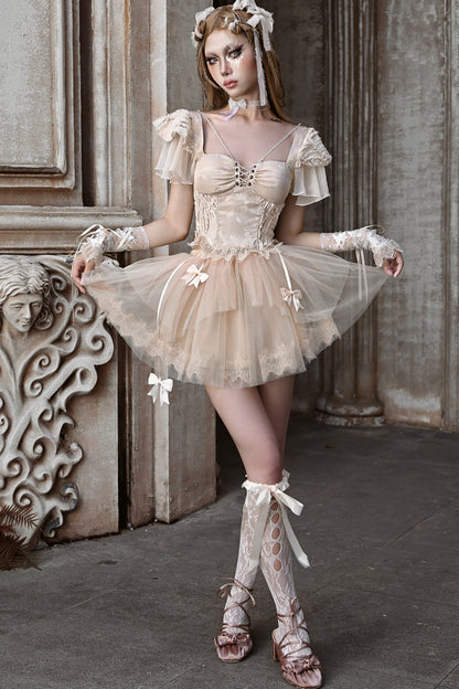 Lace Fishbone Top and Trailing Skirt Set-Up