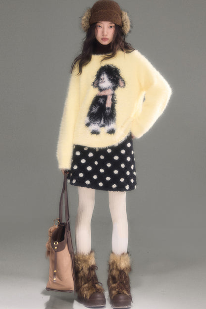 Eared Lamb Faux Mink Pullover Sweater