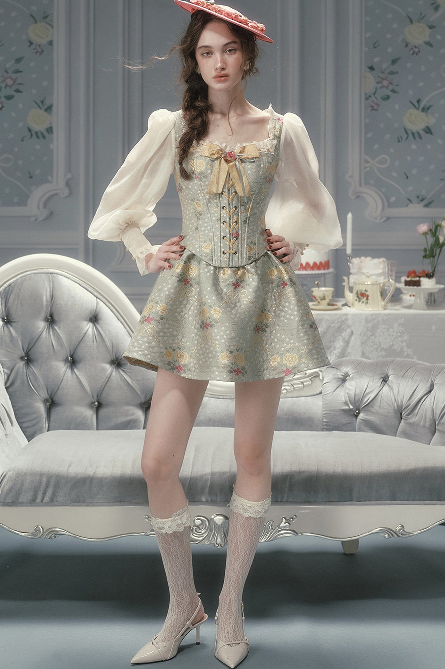 French Retro Fishbone Corset Short Dress