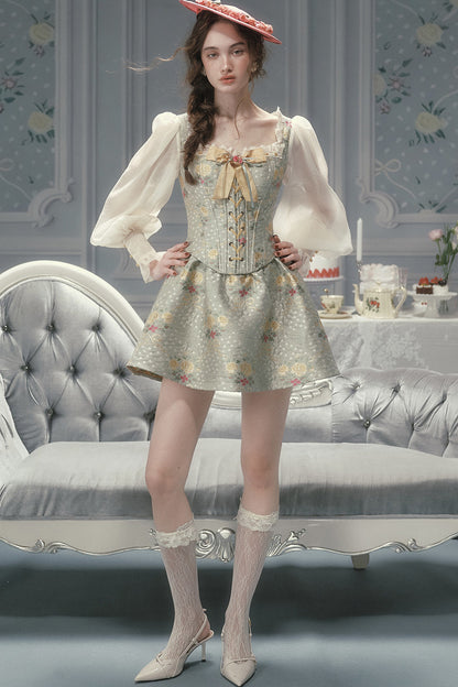 French Retro Fishbone Corset Short Dress