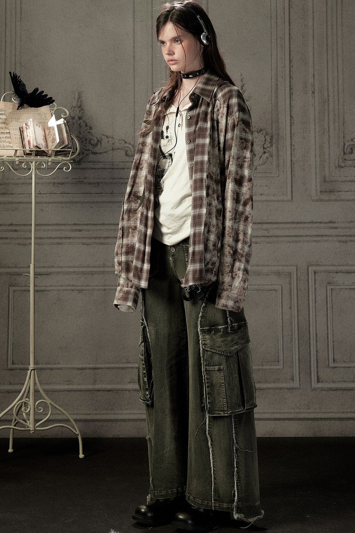 Coffee-Colored Plaid Shirt