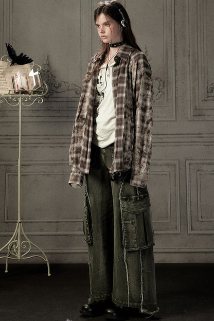 Coffee-Colored Plaid Shirt