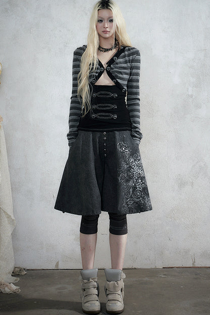 Punk Print Layered-Look Skirt