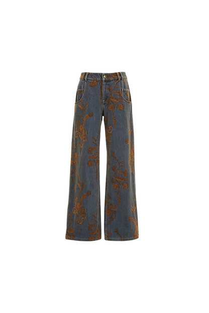 Floral Jacquard Jeans