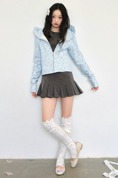 Bunny Print Hooded Sweatshirt Jacket