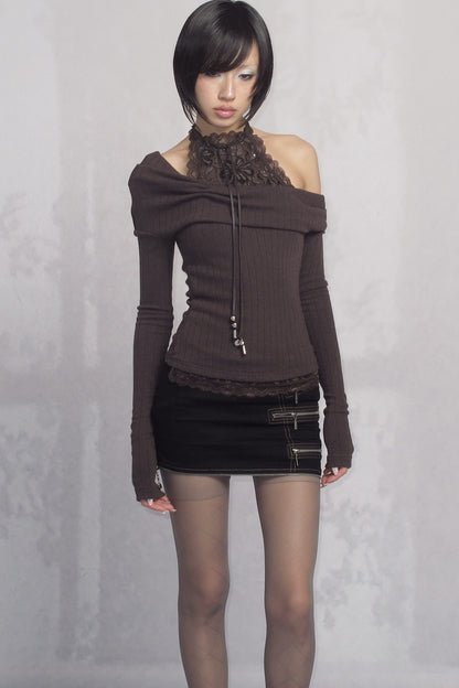 Lace Knit Layered-Look Inner Top