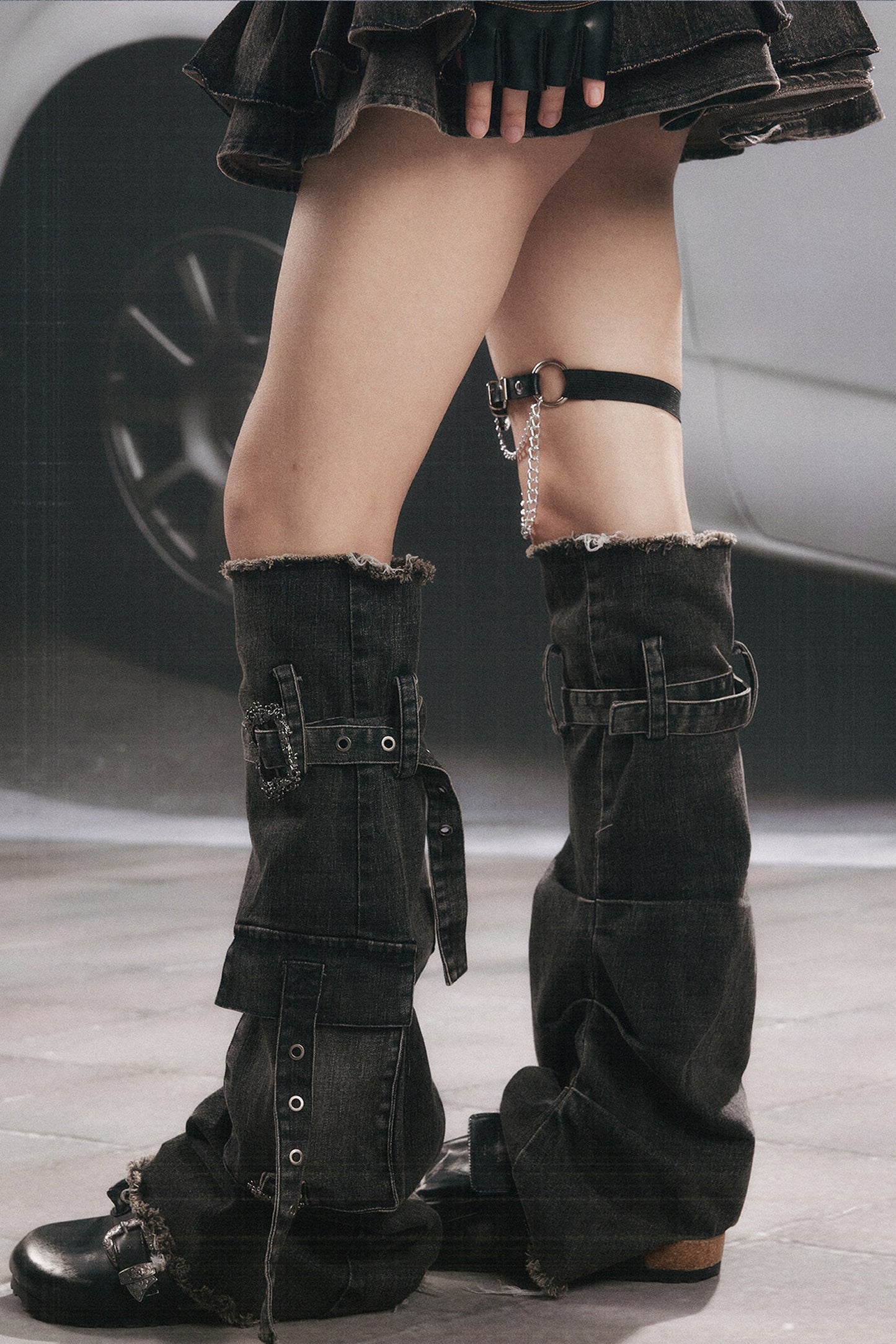 Denim Pocket Calf Socks