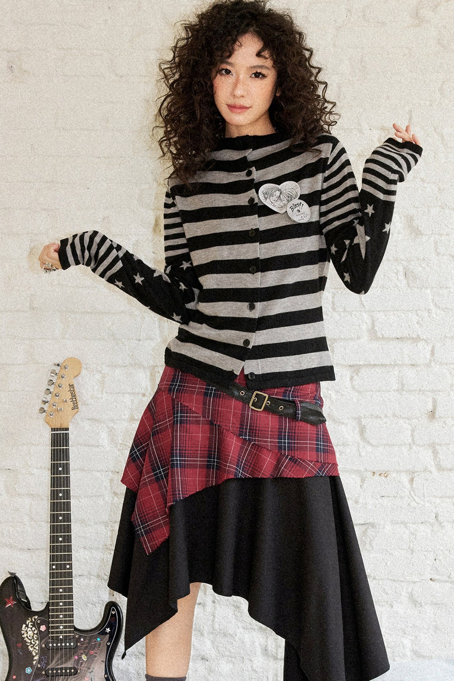 Star Knit Striped Cardigan