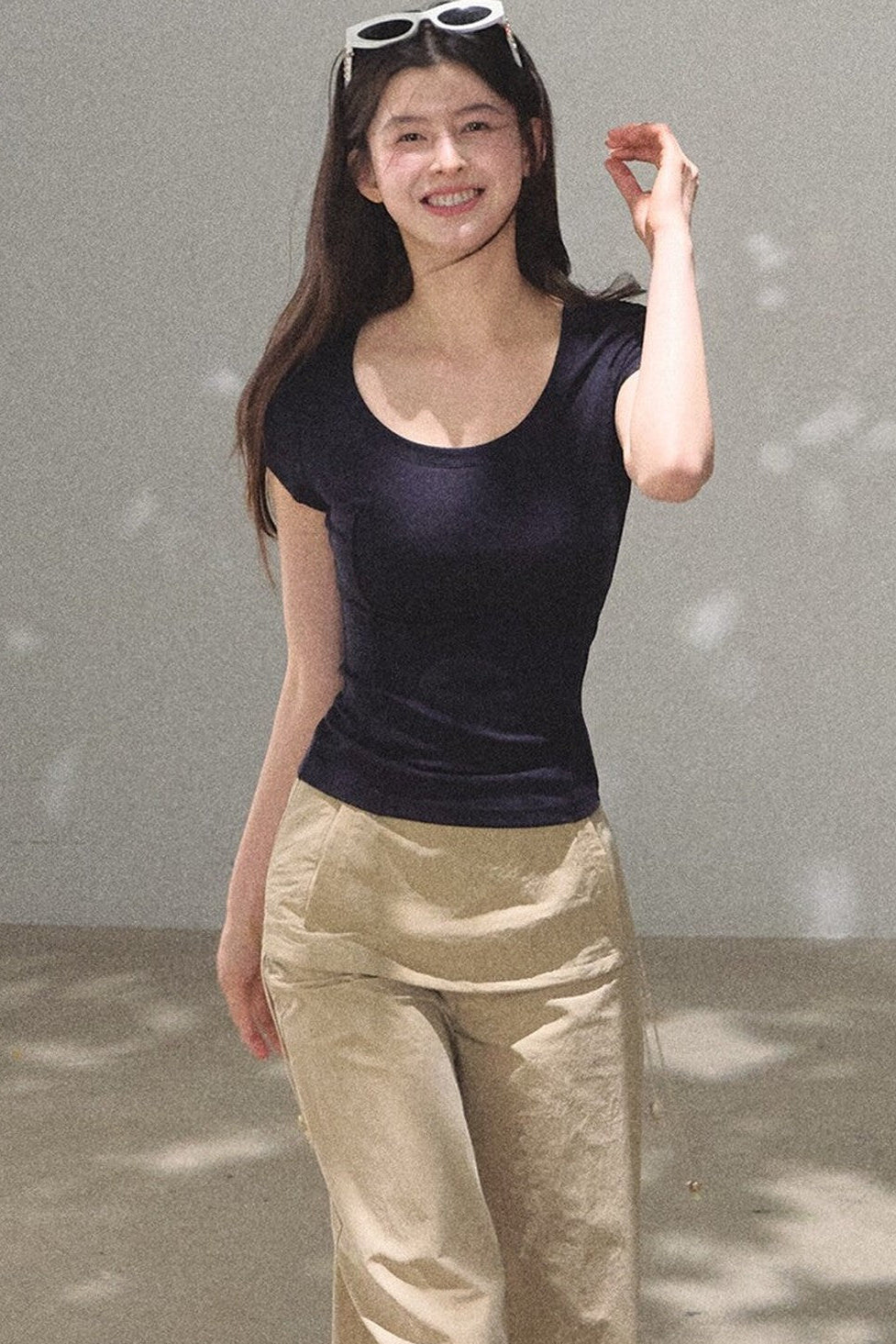 Lyocell V-Neck Short Sleeve Top