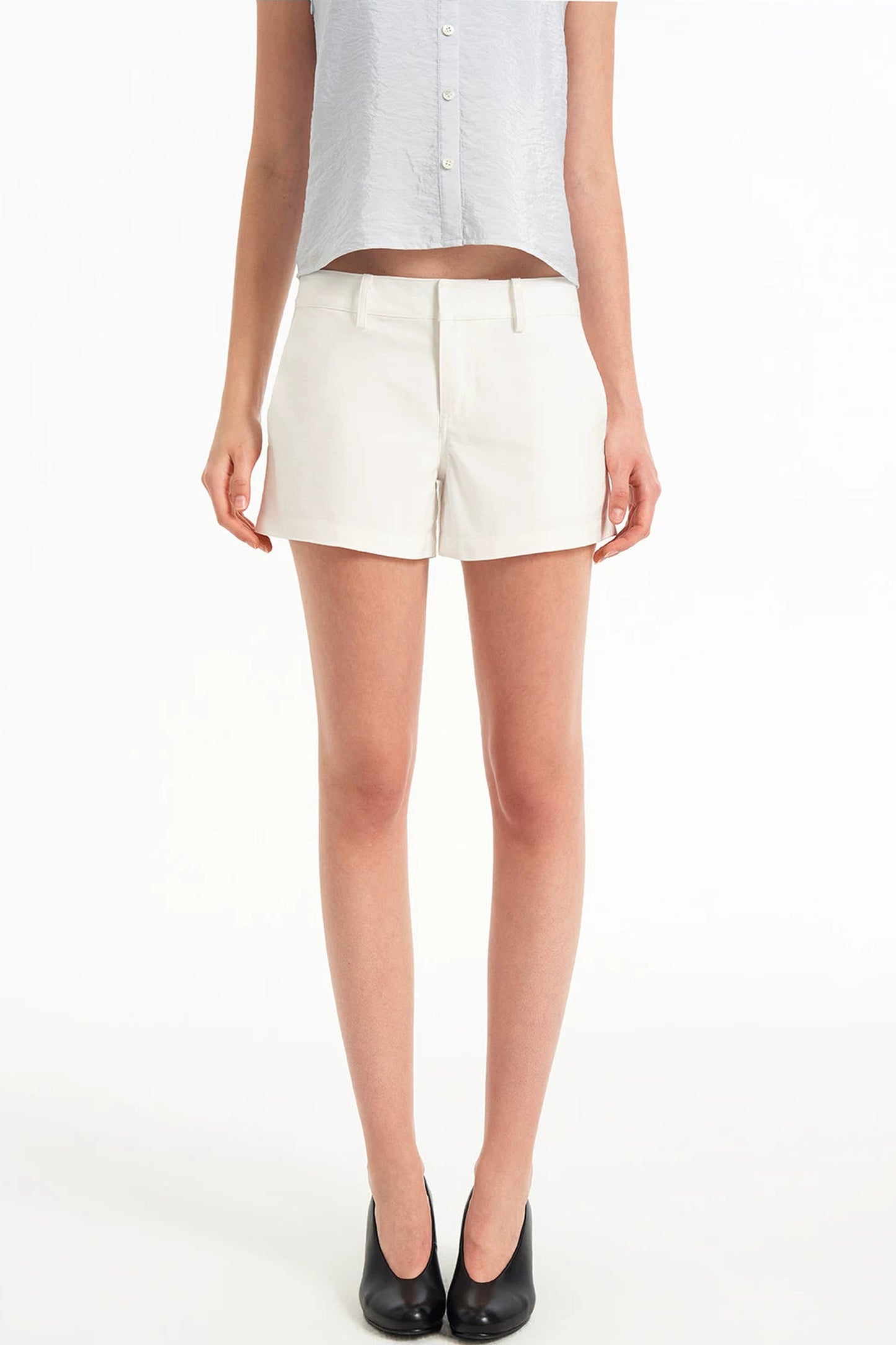 Black and White Twill Shorts