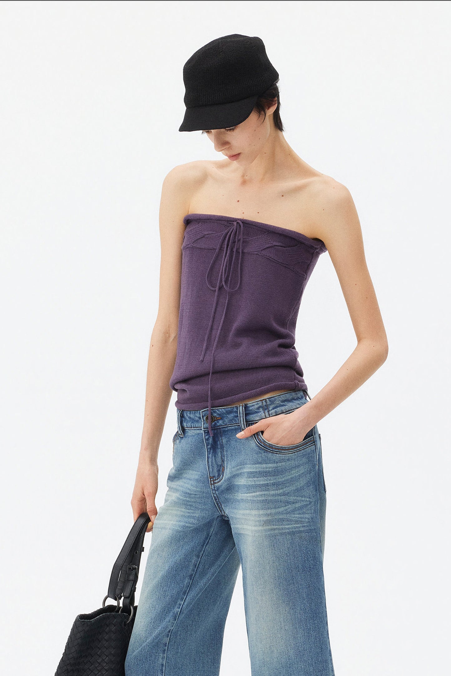 Wool Mohair Cable Knit Top