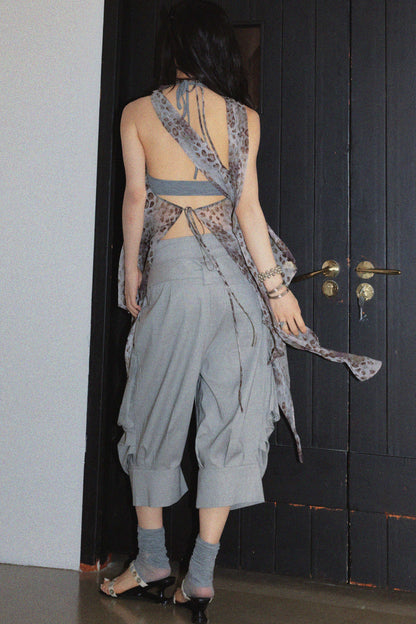 Abstract Leopard Print Halter Top