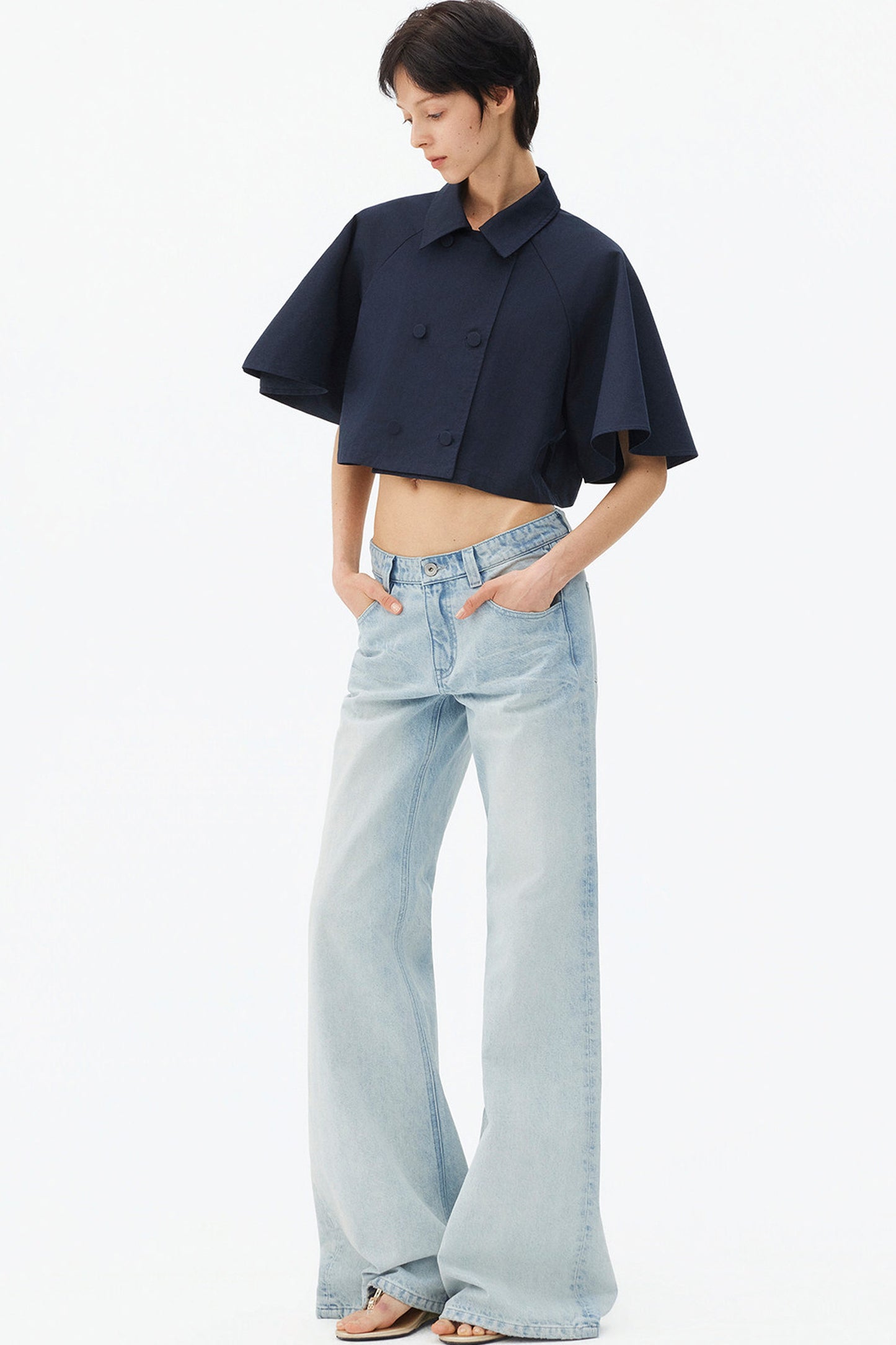 Light Blue Wide-Leg Denim Pants