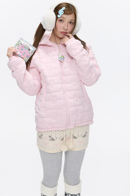 Strawberry Swirl Quilted Hooded Jacket