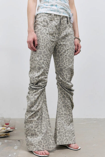 Deconstructed Distressed Leopard Scimitar Pants