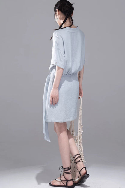 Light Blue Linen Shirt Dress
