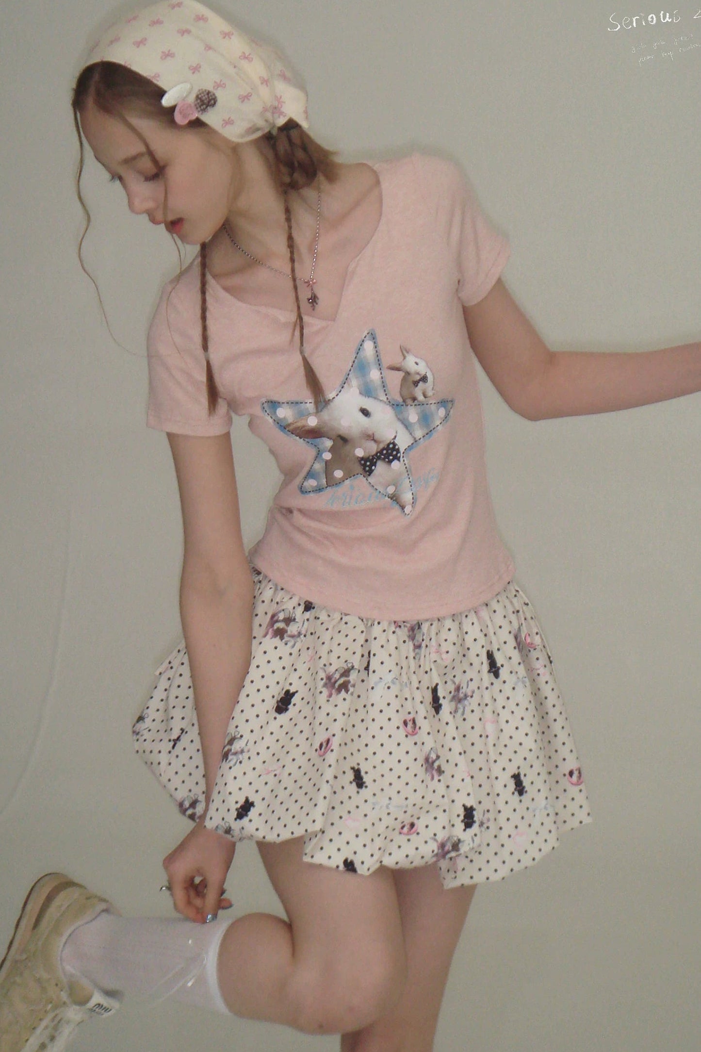 Fuzzy Bunny V-Neck Top