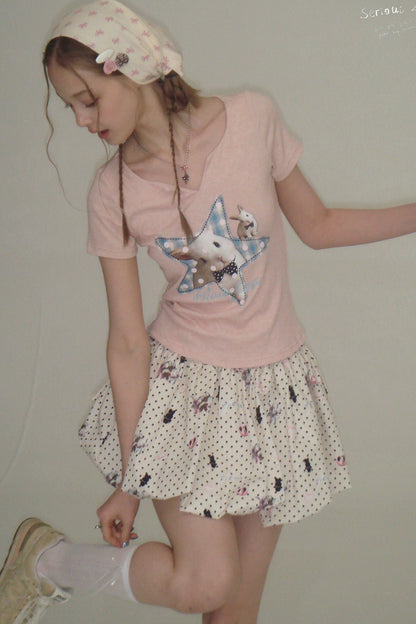 Fuzzy Bunny V-Neck Top