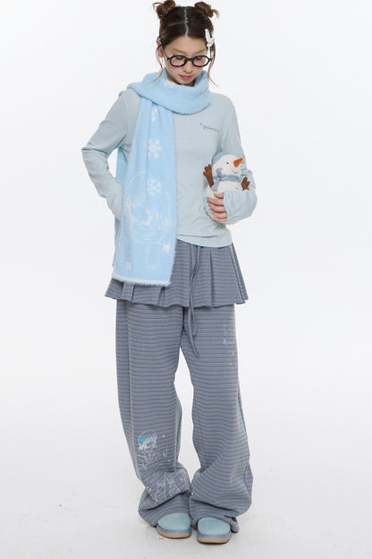 Double-Sided Knitted Illustration Scarf