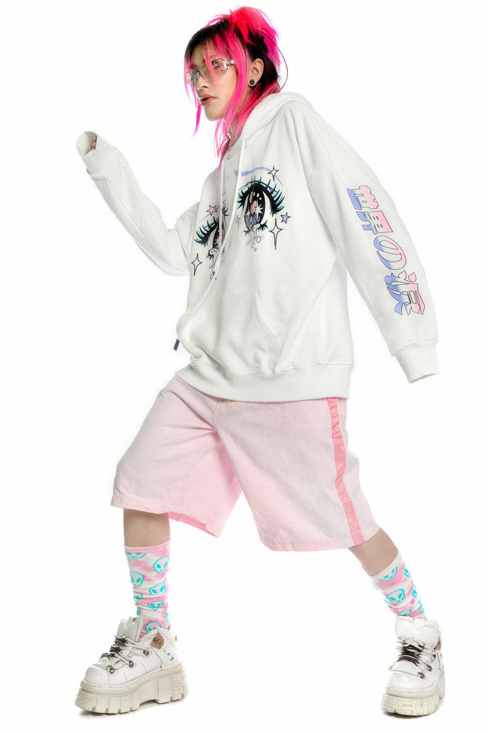 Anime Eye Print Loose Jacket