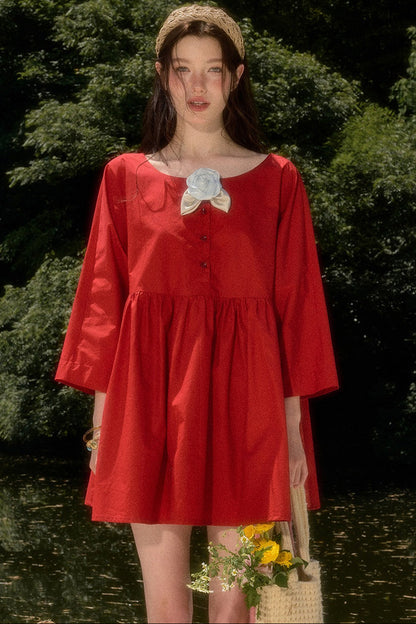 Cherry Print Cotton Doll Dress Set-Up