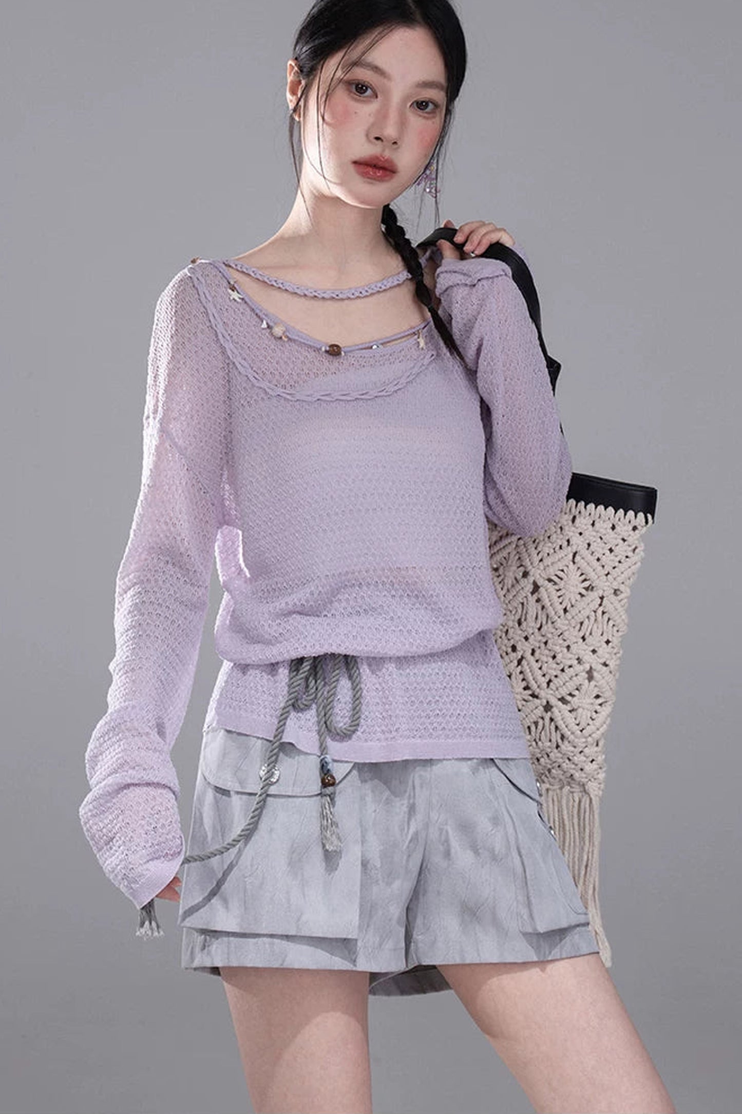 Mica Gray Gradient Shorts Set