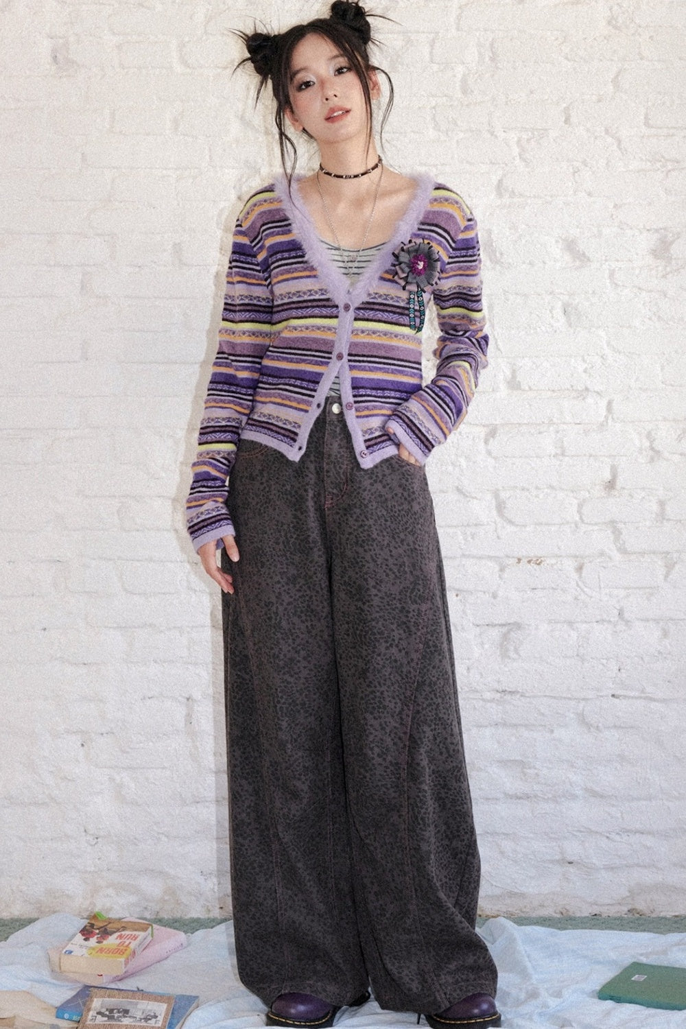 Striped V-Neck Cardigan