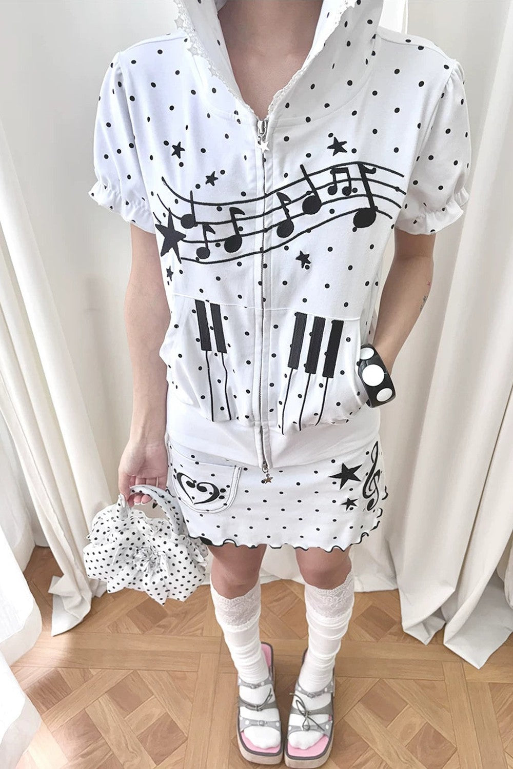 Y2K High-Waist Polka Dot Skirt