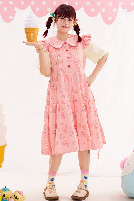 Flutter Sleeve Pink Dress