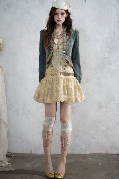 Retro Jacquard Sequin Dress