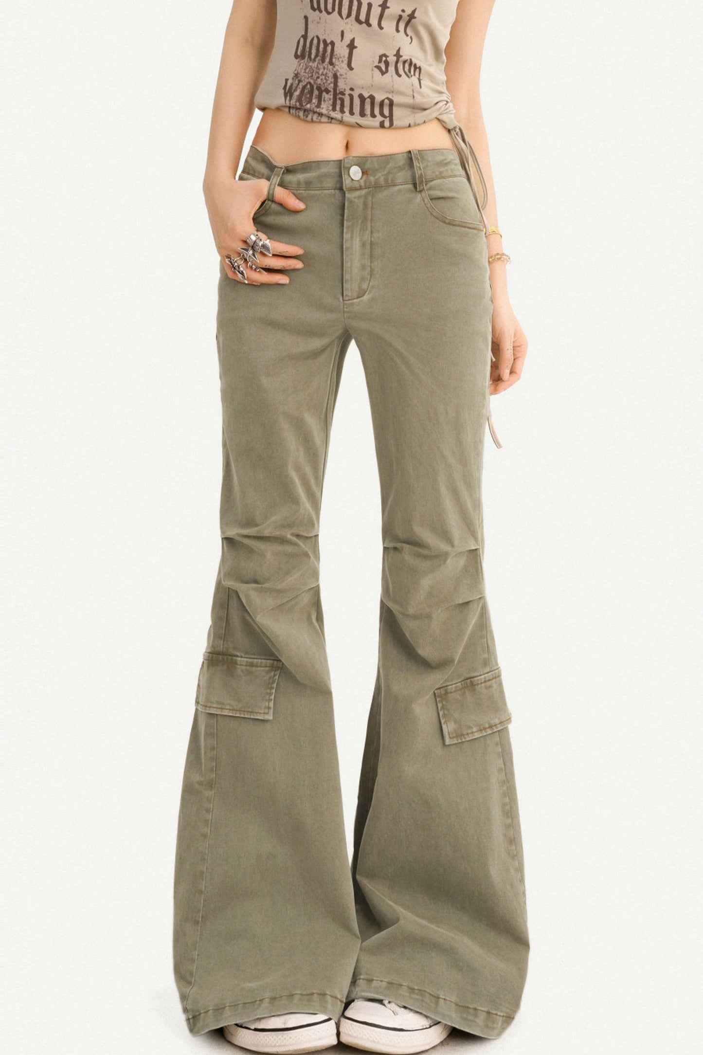 Retro Distressed Flared Denim Pants