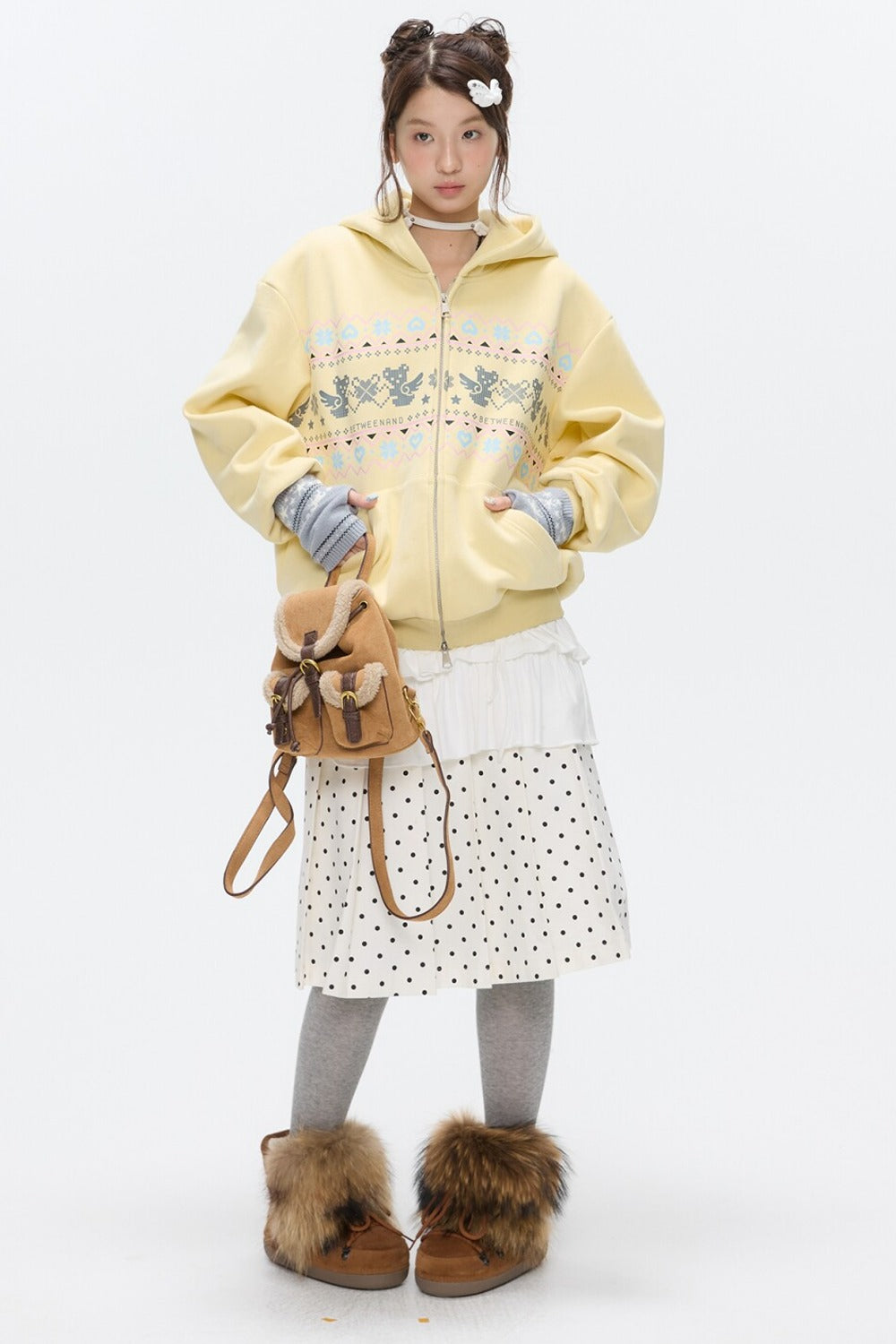 Yellow Bear Fair Isle Hoodie